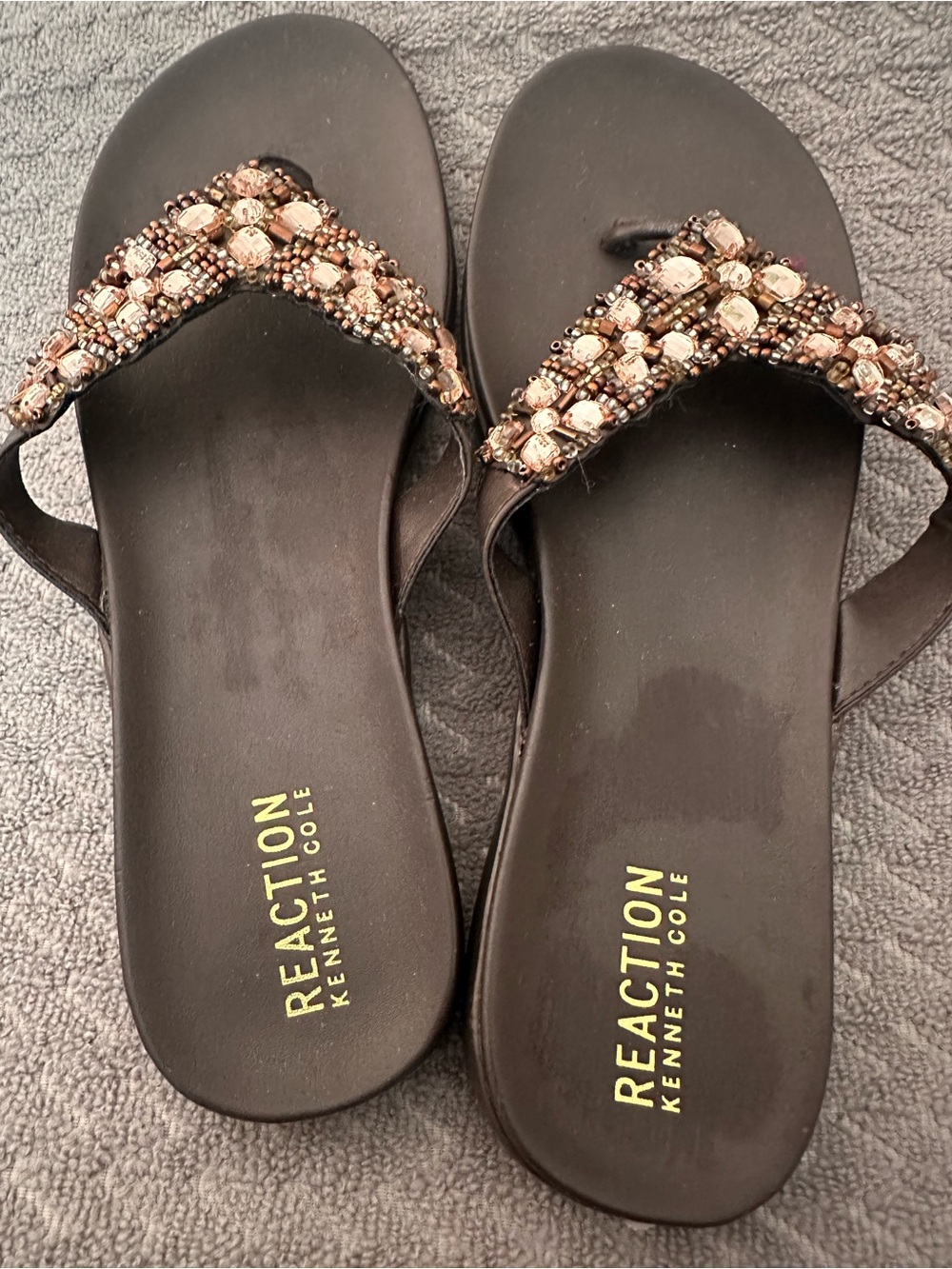 Reaction Kenneth Cole Black Beaded Jewel-Embellished Sandals